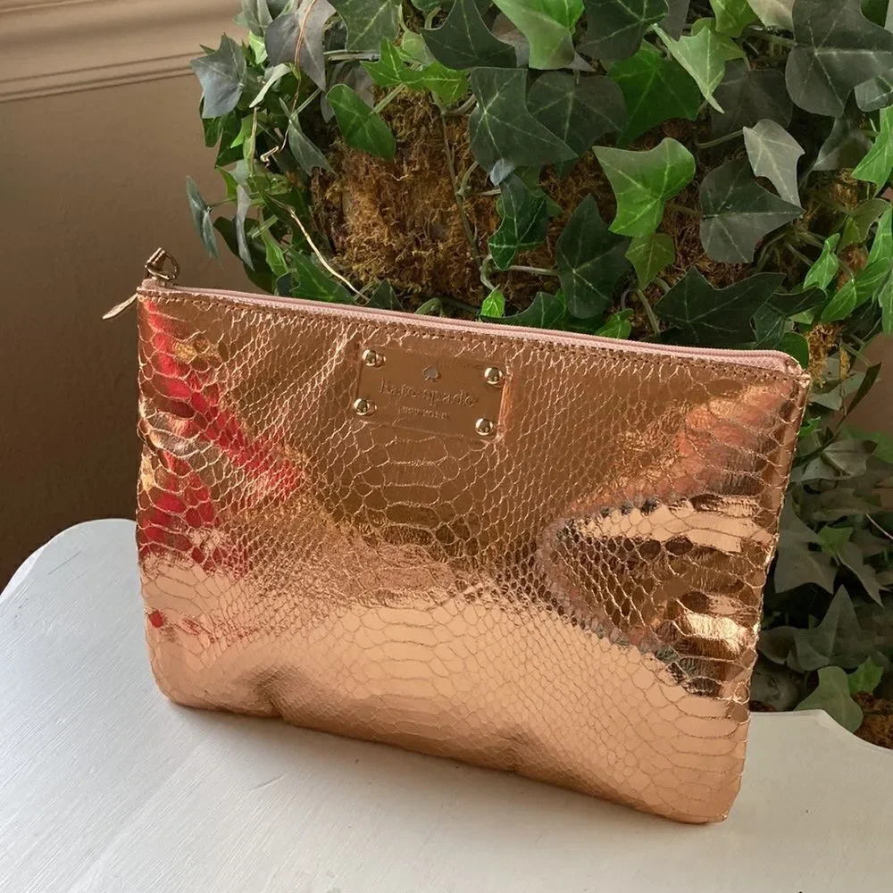 Kate Spade Foiled Again “Gia” Rose Gold Clutch NWNT